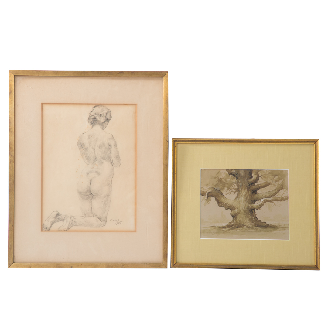 Appraisal: Two drawings by Melvin Miller and Evan Keehn Melvin Orville