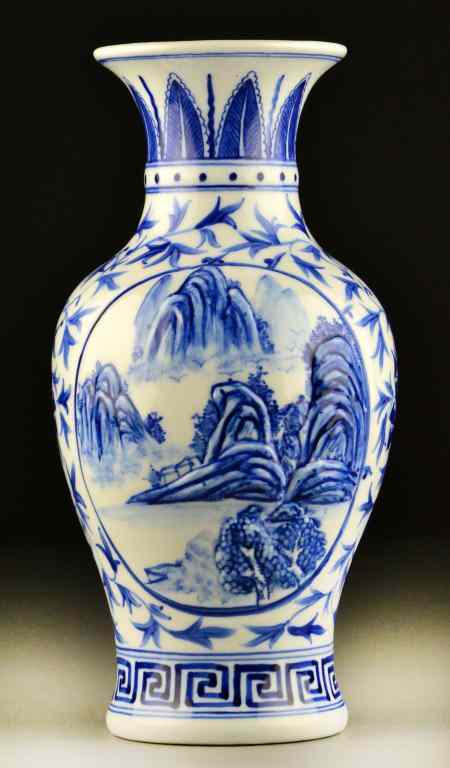 Appraisal: Chinese Blue White Porcelain VaseMolded in high relief and painted