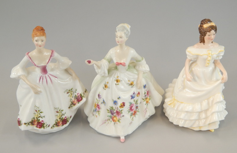 Appraisal: Three Royal Doulton porcelain figures Diana Country Rose and Angela