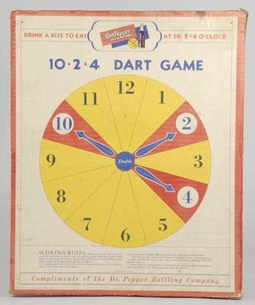 Appraisal: Heavy Cardboard Dr Pepper Dart Board Description s Features a