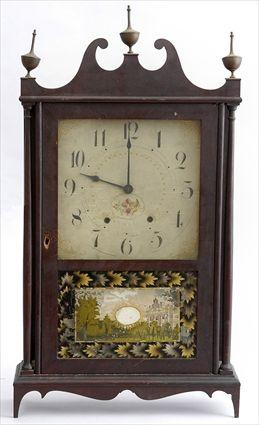 Appraisal: FEDERAL MAHOGANY PILLAR AND SCROLL SHELF CLOCK WITH EGLOMISE DOOR