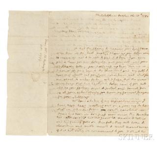 Appraisal: Washington Martha - Autograph Letter Signed Philadelphia October Single laid