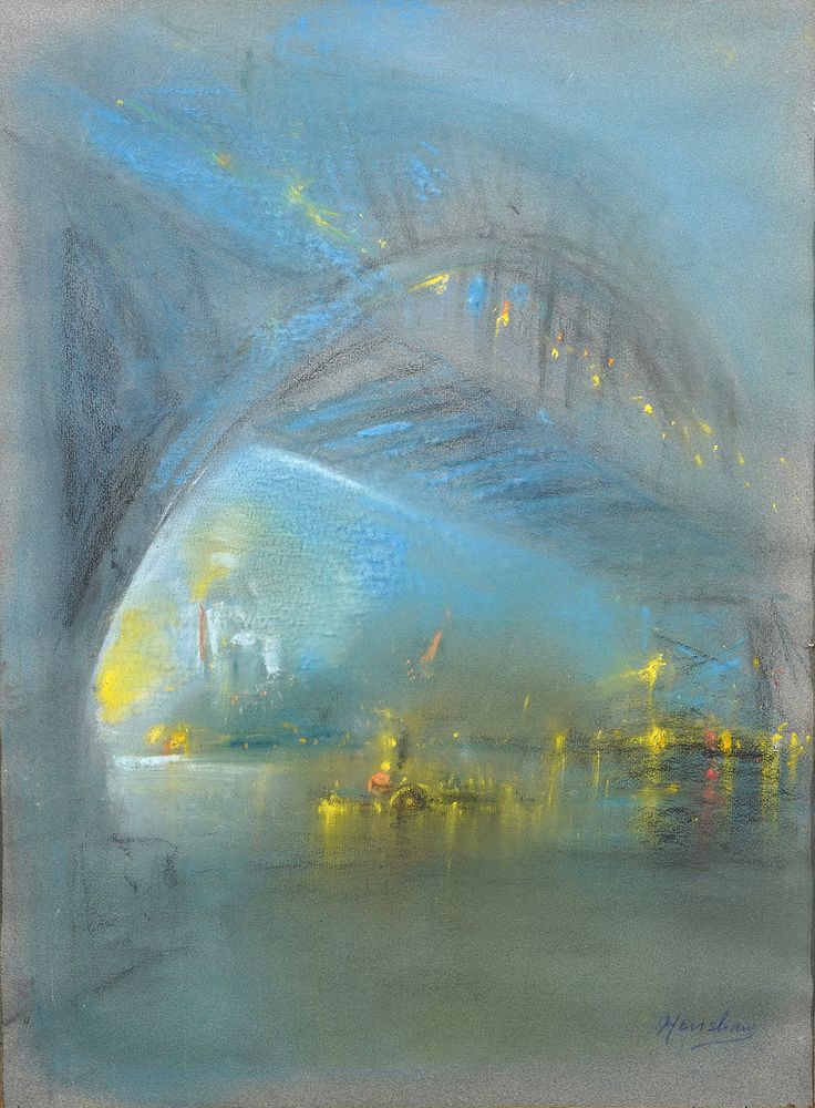 Appraisal: Glenn Henshaw 'New York Harbor' Pastel Glenn Henshaw America -