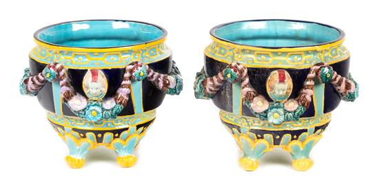 Appraisal: Sale Lot A Pair of Majolica Footed Jardinieres th century