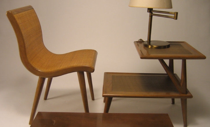 Appraisal: AMERICAN MID-CENTURY CHAIR AND TABLE The chair with single contoured