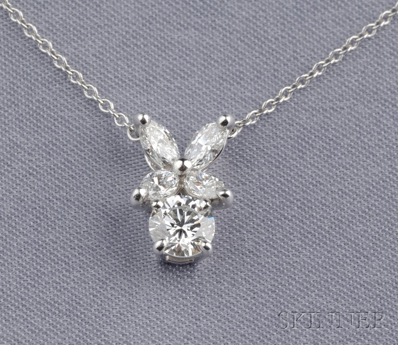 Appraisal: Platinum and Diamond Victoria Pendant Necklace Tiffany Co set with