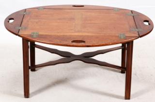 Appraisal: MAHOGANY BUTLER'S TABLE MAHOGANY BUTLER'S TABLE H L An oval