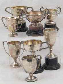 Appraisal: A mixed lot comprising eight small silver trophy cups largest