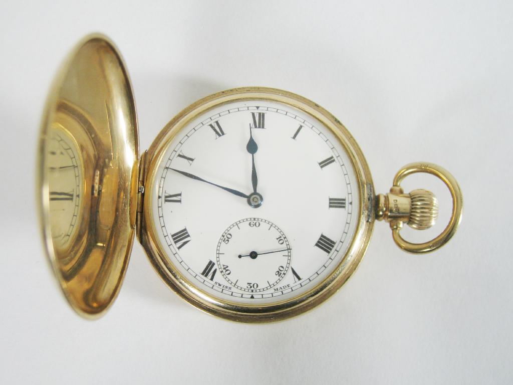 Appraisal: A ct gold cased Hunter Pocket Watch with white enamel