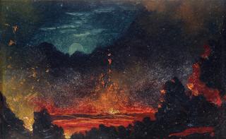 Appraisal: Painting Jules Tavernier Jules Tavernier American French - Halemaumau Crater