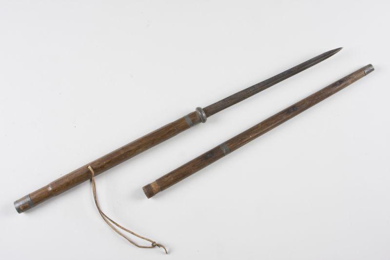 Appraisal: Southern Sword Cane th c a wooden shaft with pewter