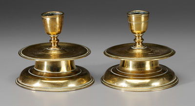 Appraisal: Pair brass capstan candl