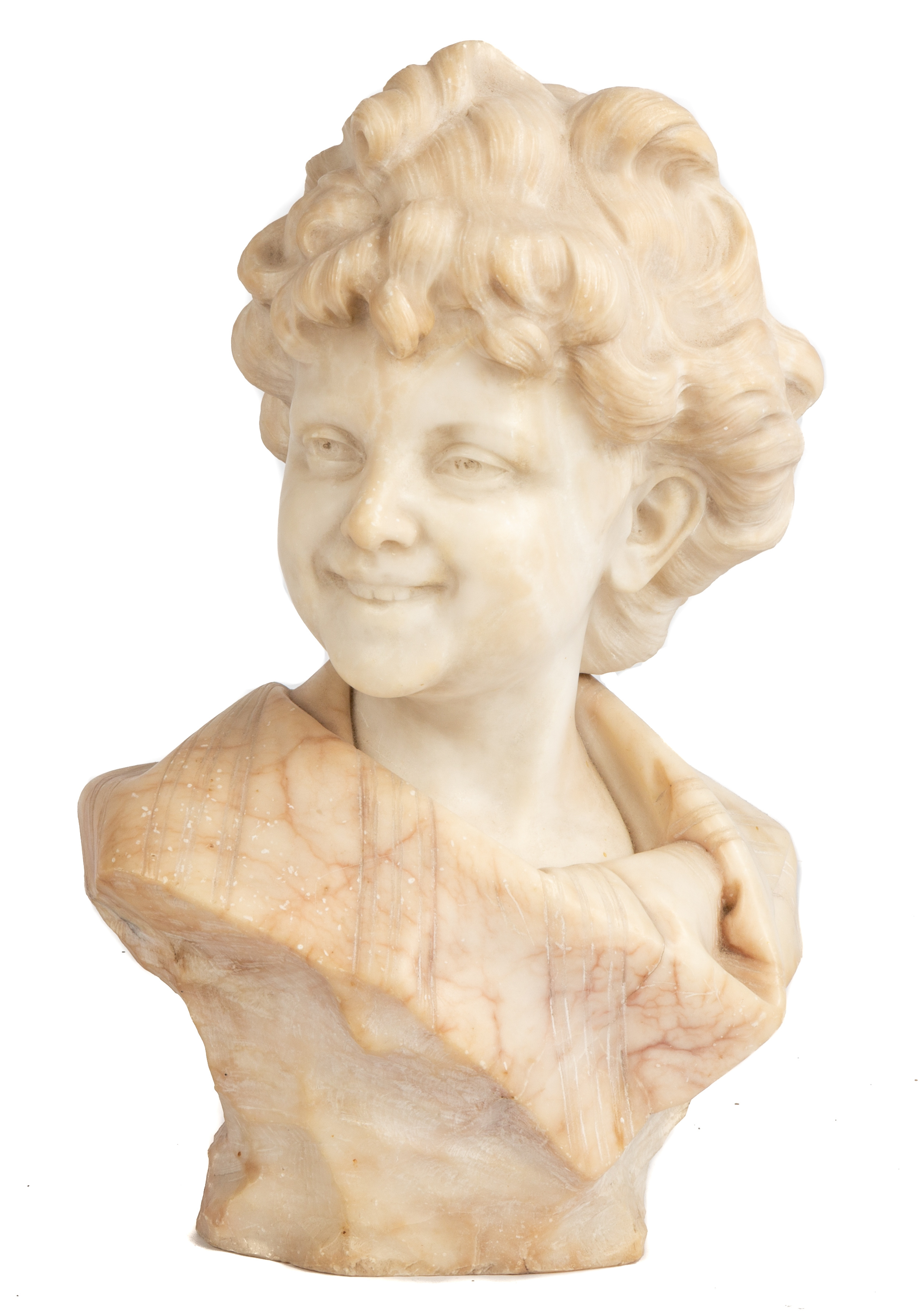 Appraisal: TH CENTURY ALABASTER BUST OF A WOMAN Signed 'Prof G