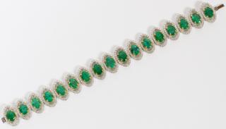 Appraisal: CT NATURAL EMERALD AND CT DIAMOND BRACELET CT NATURAL EMERALD