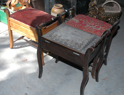 Appraisal: THREE VARIOUS HARDWOOD PIANO STOOLS