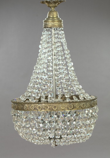 Appraisal: Large Gilt-Brass and Cut Glass Chandelier first quarter th century