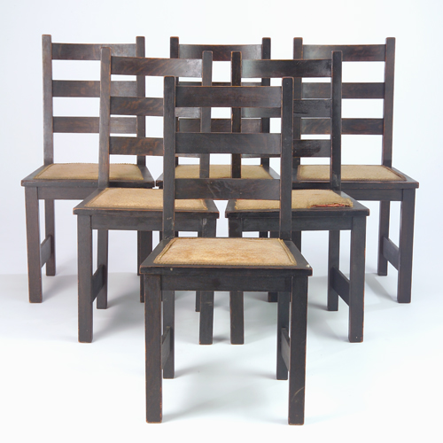 Appraisal: Six Arts Crafts dining chairs with three horizontal back slats