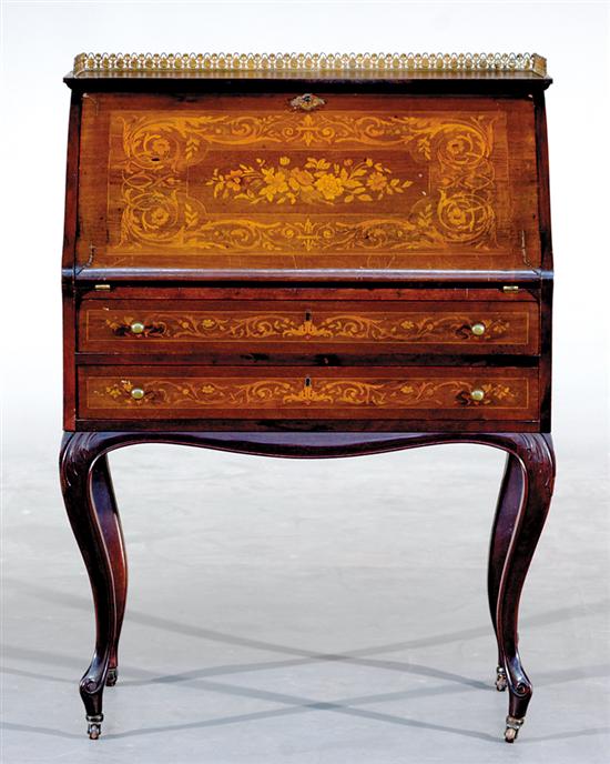 Appraisal: Continental mahogany and marquetry lady's writing desk early th century