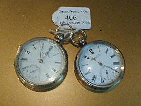 Appraisal: Two silver pocket watches -