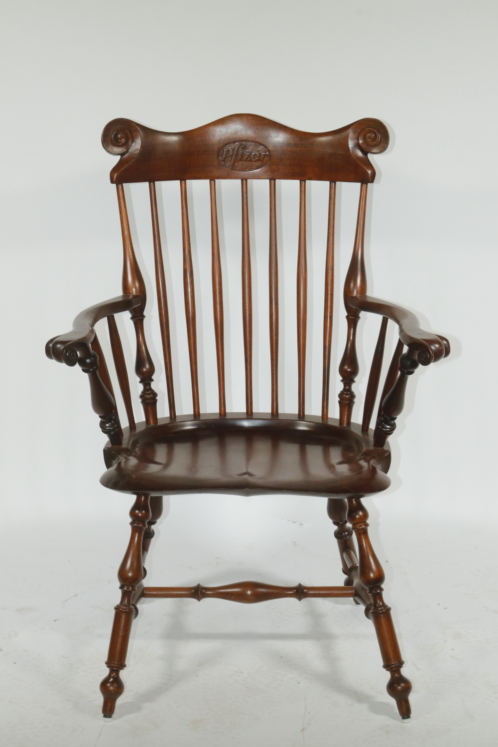 Appraisal: CUSTOM WINDSOR CHAIR Contemporary Windsor chair with scrolled back turned