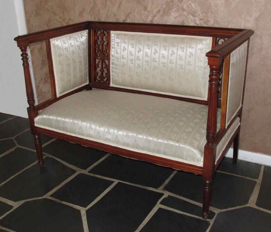 Appraisal: LOUIS XVI STYLE HIGH BACK SETTEE Carved and pierced panels