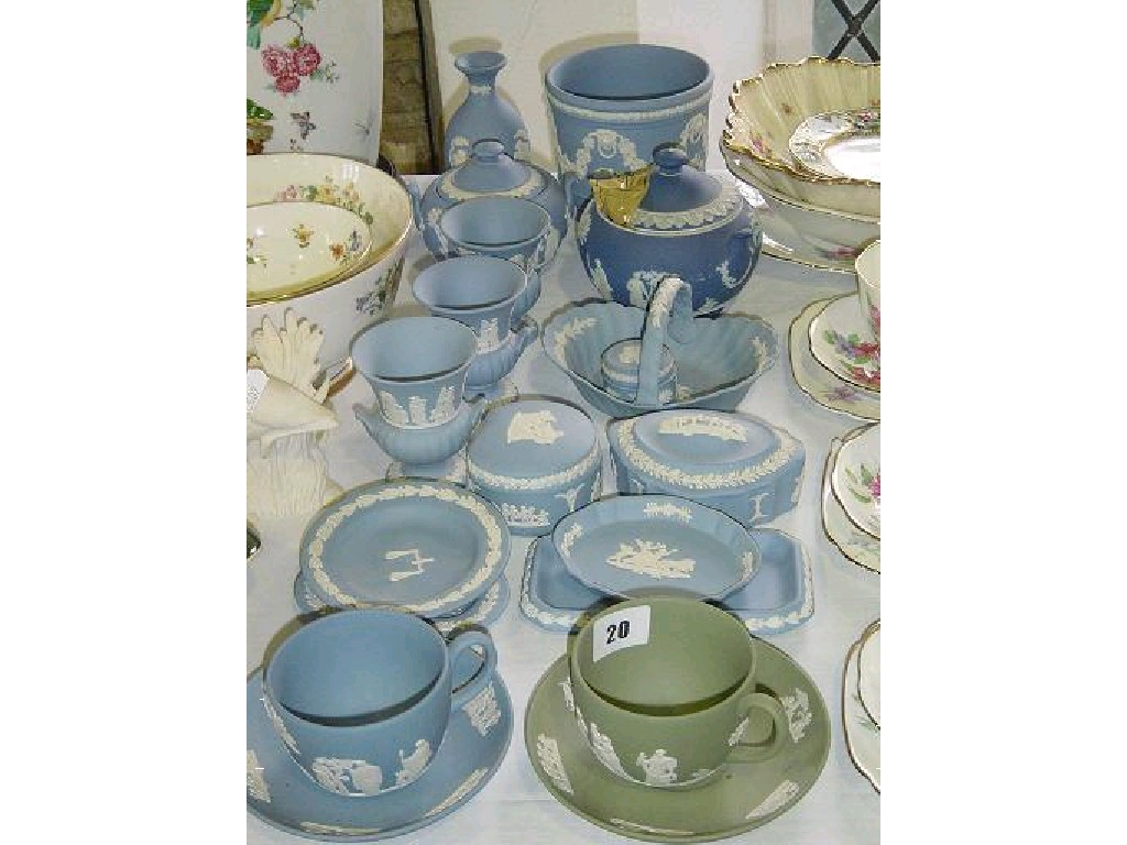 Appraisal: A collection of Wedgwood Jasperwares including green ground cup and