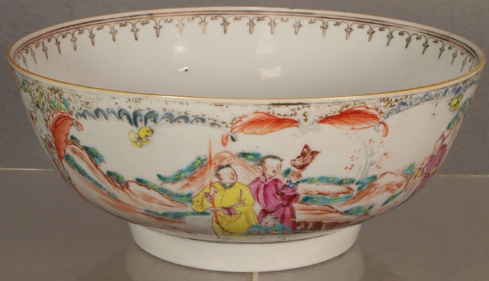 Appraisal: Chinese Export porcelain punch bowl d with mandarin scenes c