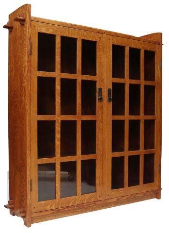 Appraisal: American Arts and Crafts style oak bookcase facsimile of the