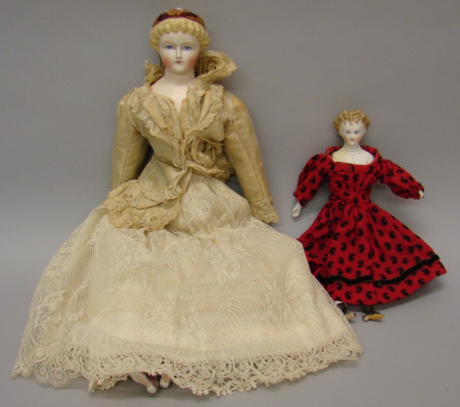 Appraisal: Pair of parian dolls with blonde hair Countess Dagmar style