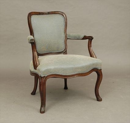 Appraisal: Louis XV Provincial Walnut Fauteuil