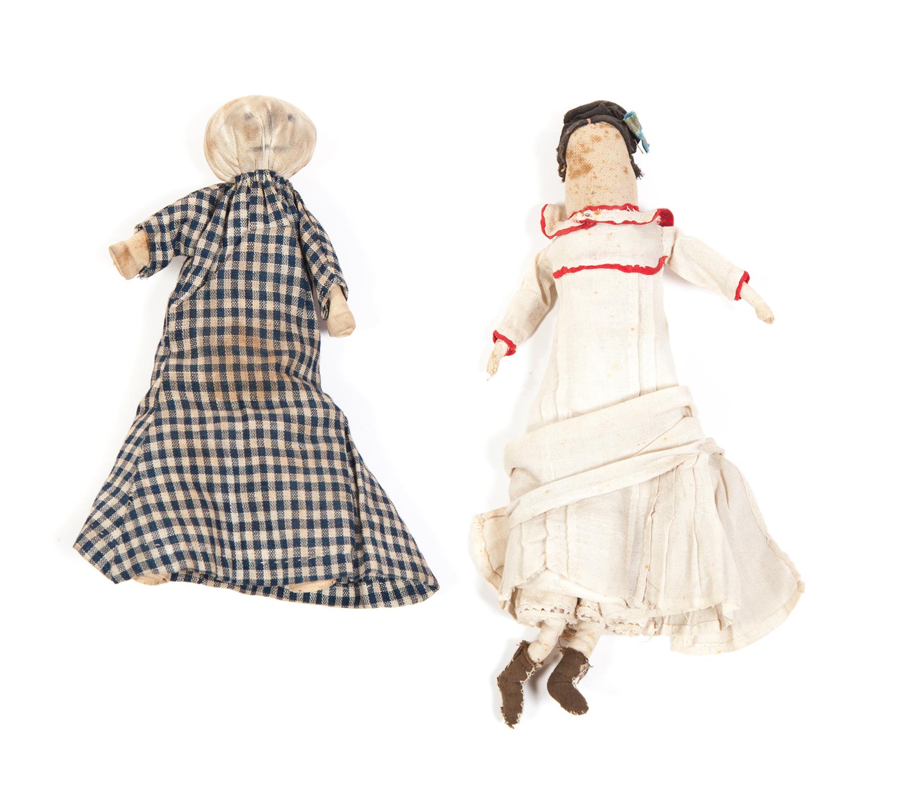 Appraisal: TWO SMALL CLOTH DOLLS American late th century One with