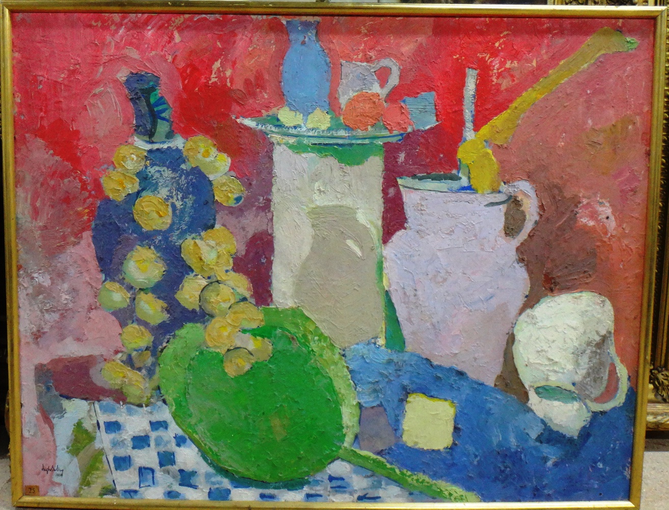 Appraisal: Hugh Bulley th century Still life oil on canvas signed