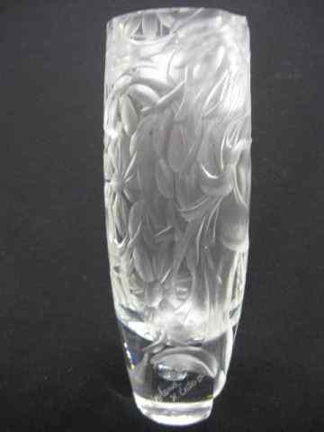 Appraisal: Wayland Cato III Engraved Glass Vase deep profile controlled bubble