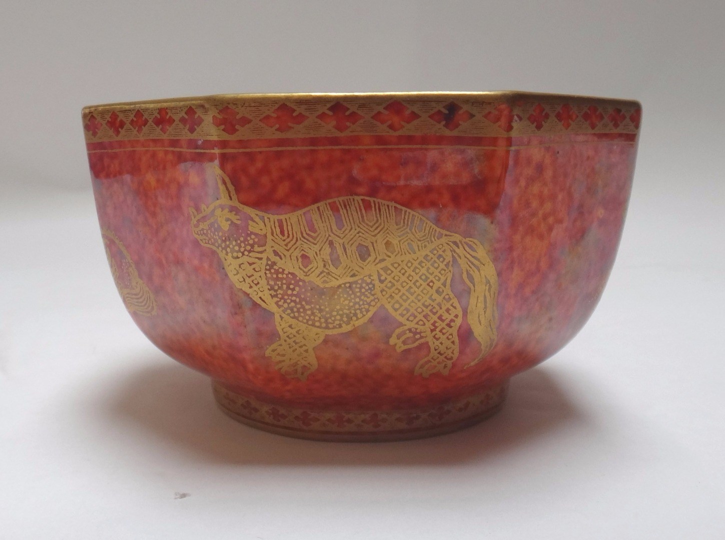 Appraisal: A Wedgwood lustre octagonal bowl mid- th century gilt decorated