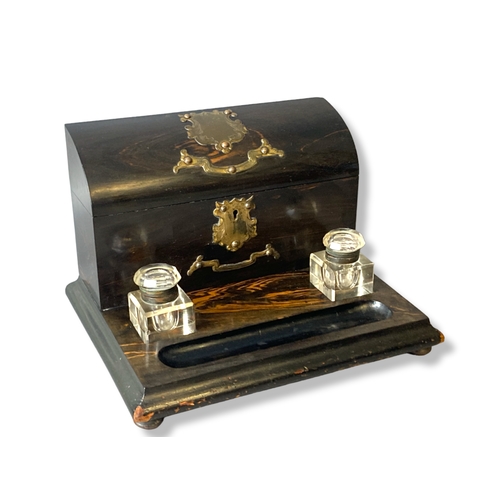 Appraisal: Victorian Coromandel Desk stand with Inkwells and lidded letter box