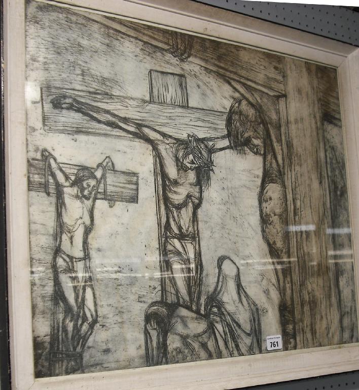 Appraisal: By Pat Mallinson b - crucifixion scene signed in pencil