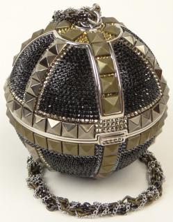 Appraisal: Brand New Judith Leiber Black Crystal Pyramid Studded Sphere Disco