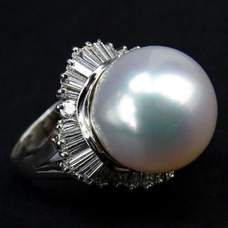 Appraisal: Vintage mm South Sea Pearl Carat Tapered Baguette and Round