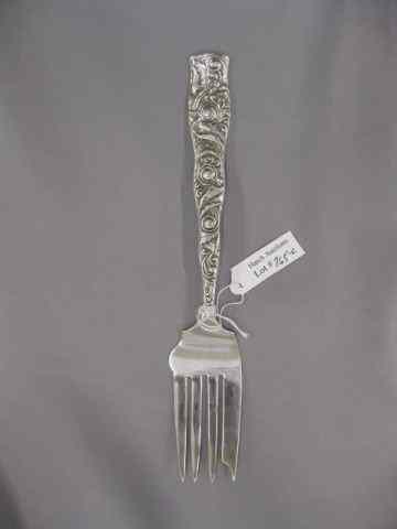 Appraisal: Victorian Sterling Silver Meat Fork ornate Art Nouveau handle ''