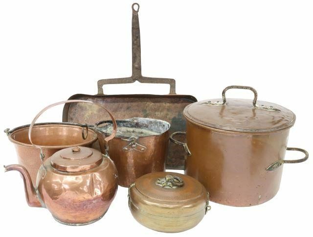 Appraisal: lot of French copper kitchenware late th c comprising handled