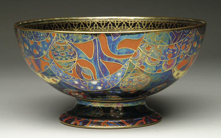 Appraisal: WEDGWOOD FAIRYLAND LUSTRE PUNCHBOWL Outstanding Lahore pattern punchbowl has outside