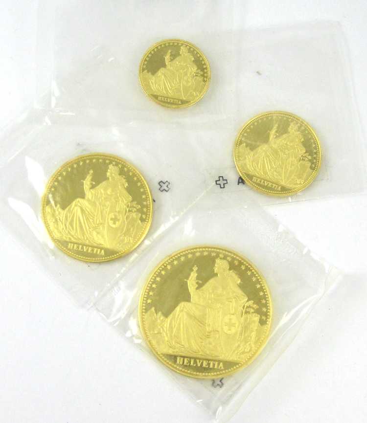 Appraisal: SWITZERLAND-HELVETIA GOLD COIN PROOF SET a -coin set comprising all