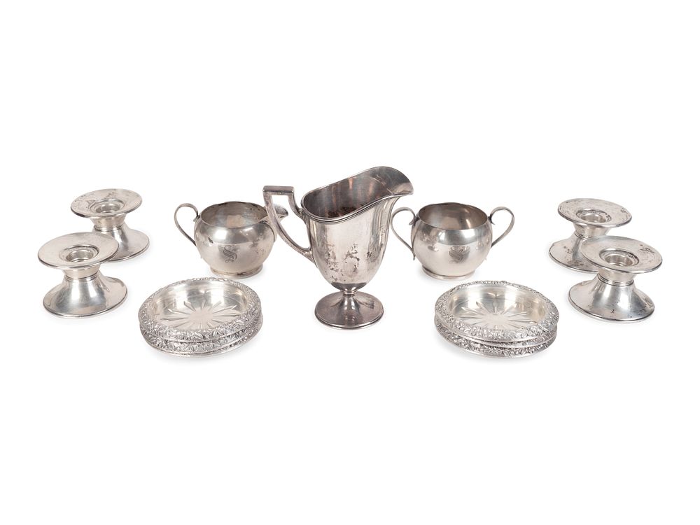 Appraisal: Thirteen American Silver Table Articles Height of Tiffany creamer inches