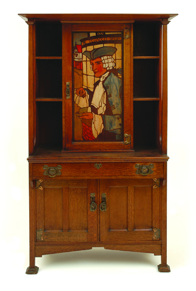 Appraisal: AN ARTS AND CRAFTS STYLE SILKY OAK SMOKERS CABINET The