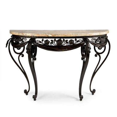 Appraisal: Rococo Style Marble Top Painted Iron Console Estimate -