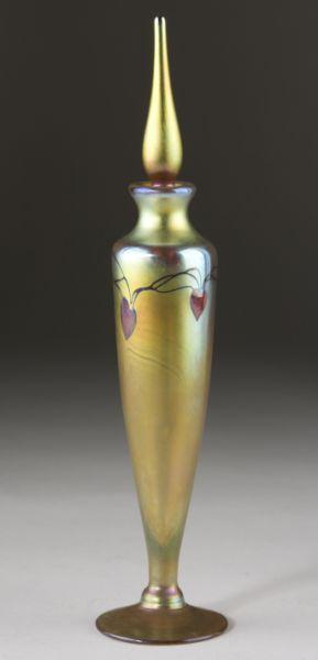 Appraisal: Signed Tiffany Favrile Glass Perfume with red pulled hearts and