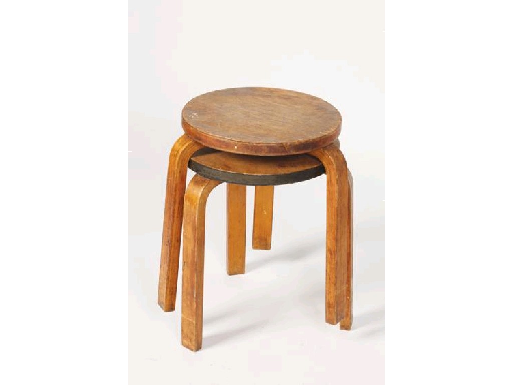 Appraisal: ALVAR AALTO A PAIR OF PLYWOOD STOOLS MODEL No FOR