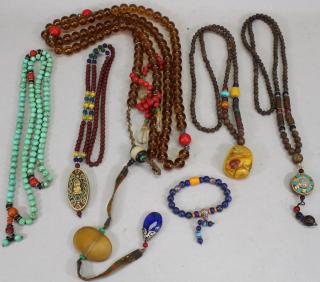 Appraisal: Beaded Necklaces One Beaded Bracelet Beaded Necklaces One Beaded Bracelet