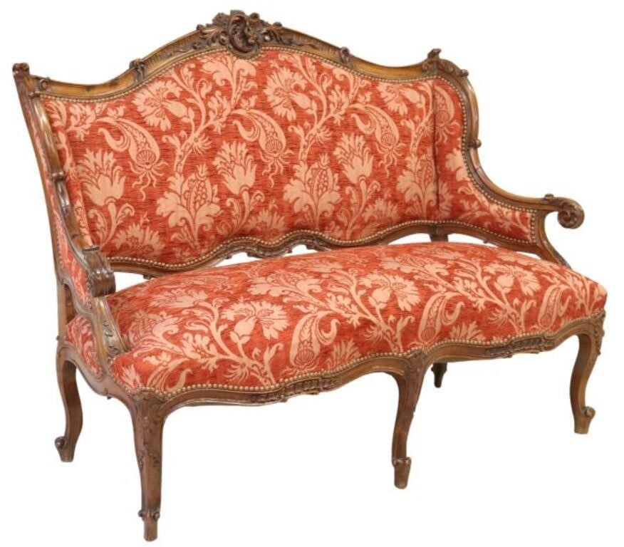 Appraisal: French Louis XV style settee th c having rocaille carved