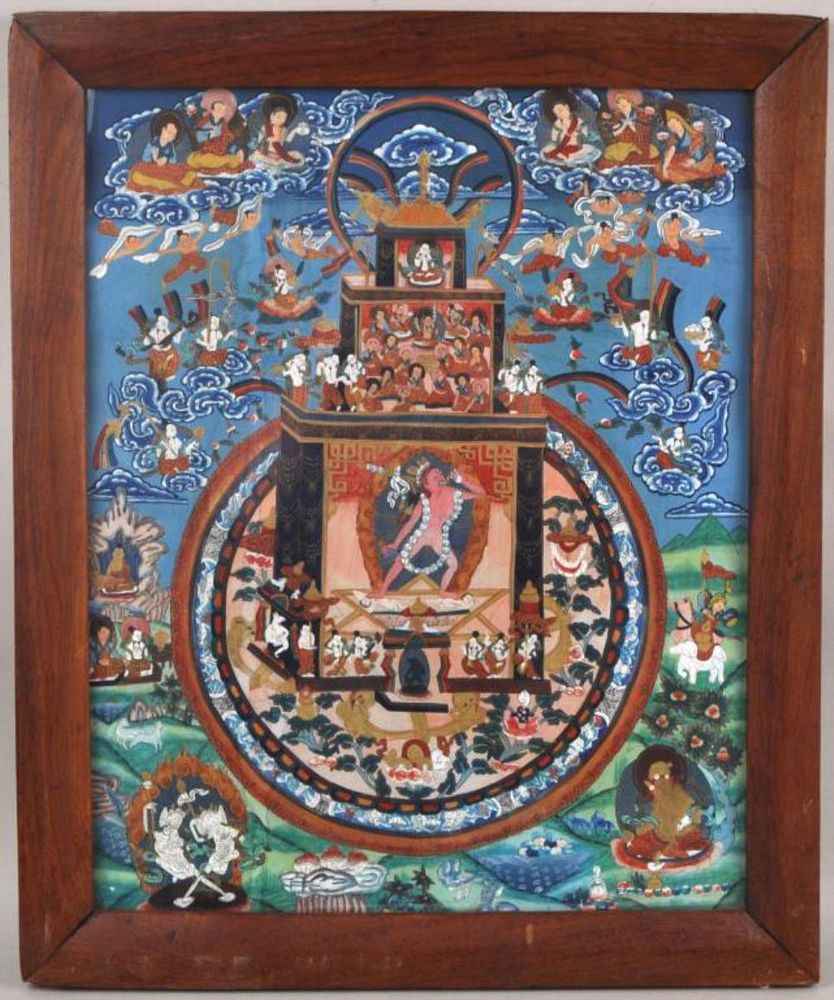 Appraisal: Framed Chinese Tibetan Thangka Painting of dancing figure Vajrayogini with